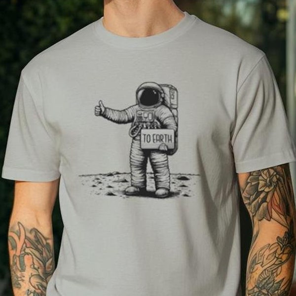Astronaut Trampen, Lustiges Herren Shirt, Astronauten Grafik, Geschenkidee Herren, Weltall, Astronauten Fan, Geschenk Für Ihn, Autostop