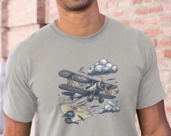 Vintage Flugzeug Shirt Männer, Geschenk für Piloten, Aviation T-Shirt Herren, Retro Airplane Shirt, Geschenk für Flugzeugliebhaber