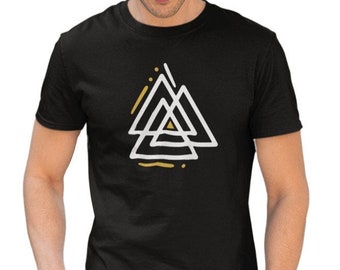 T-Shirt Men's Viking Graphic Triangle Minimalist Shirt Nordic Man T Shirt