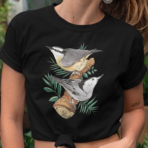 T-Shirt Women's Bird Graphic Sparrow on Branch Shirt Woman - Women's Shirt