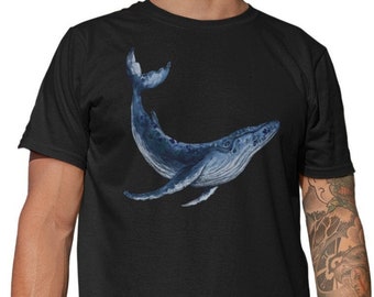 Wal Herren T-shirt Ozean Grafik Fisch Shirt Mann Tiermotiv Tauchen Segeln Tshirt
