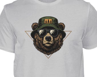 Cooler Outdoor Bär Shirt Männer, Geschenk für Naturliebhaber, Wander T-Shirt Herren, Abenteuer Funshirt, Tiermotiv T-Shirt, Geschenk für ihn