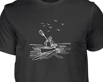 Kajak T-Shirt Minimal Design, Outdoor Abenteuer Shirt, Wasser Sport Tee, Natur Shirt, Boho Camping T-Shirt, Paddel Vibes, Kayak Shirt Herren