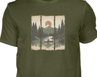 Kajak T-Shirt, Vintage Kanu Shirt, Paddeln Geschenk, Landschaft Natur Tee, Outdoor Abenteuer Shirt, See Berge Wald Shirt, Naturliebhaber