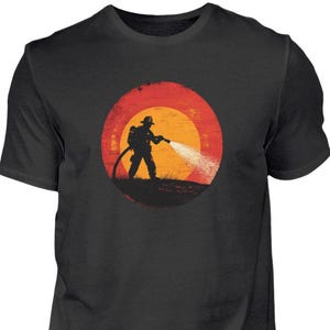 Feuerwehr T-Shirt, Vintage Sonnenuntergang Design, Geschenk für Feuerwehrmann, Retter Shirt, Firefighter Tee, Feuerwehr, 112, Vintage Shirt
