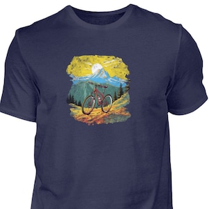 Mountain Bike T-shirt Herren- Radfahren Grafik- Natur, Berge, Fahrrad fahren-Shirt Mann, Radfahrer Geschenk- Abenteuer, Sonne Druck Tshirt