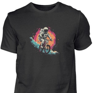 Astronaut auf dem Fahrrad T-shirt Herren Radfahren Planet Shirt Mann Lustiges Logo T shirt