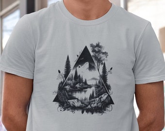 Berglandschaft Herren T-Shirt Natur Grafik Shirt Mann Geometrisch Wandern T-shirt