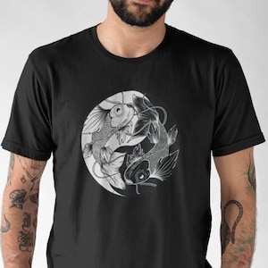 Shirt Man Ying Yang Koi Fish Asian T-Shirt Men