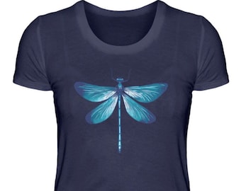 Blue Dragonfly T-shirt Women Animal Graphic Nature Shirt Woman Butterfly Graphic T-shirt