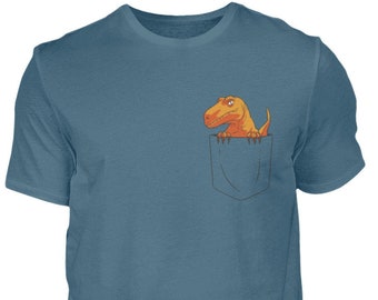 Dino dans la poche T-shirt homme drôle graphique Motif Animal imprimé chemise homme dinosaure T-shirt cadeau d'anniversaire