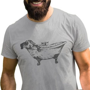 Dog in Bathtub T-shirt Men's Animal Funny Shirt Man