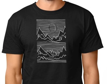 T-shirt Herren Berge Geometrisch Tshirt Mann Geschenk Natur Reisen Grafik Shirt