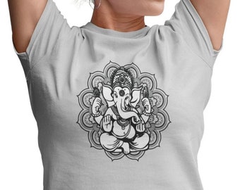 Buddha Yoga Spiritual T-shirt Women's Genesha Elephant Mandala Wild Shirt