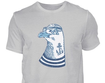 Mouette T-shirt homme Capitaine Oiseau Chemise Graphique Homme Drôle Animal Imprimé T-shirt Cadeau D'anniversaire