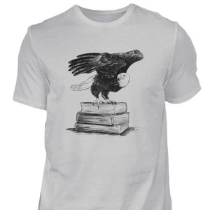 Adler mit den Büchern Herren T-shirt Vogel Grafik Shirt Mann Geschenkidee Tiermotiv Druck Tshirt Natur