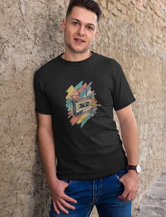 T-shirt Uomo Retrò Anni 80 90 – Cassetta Mixtape Con Frase Divertente, Cotone, Made In Germany