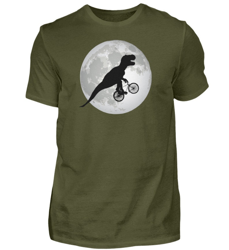 Dino with bicycle and moon T-shirt men's alternative graphic funny shirt man image 8
