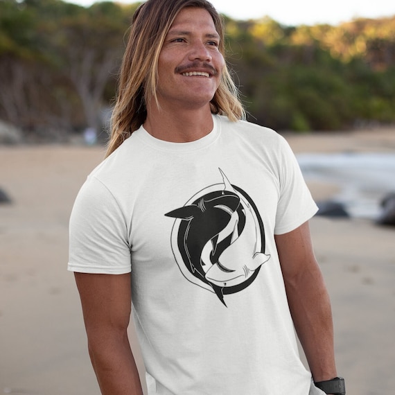 Sharks Men's T-shirt Sea Creatures Graphic Fish Logo Shirt Man