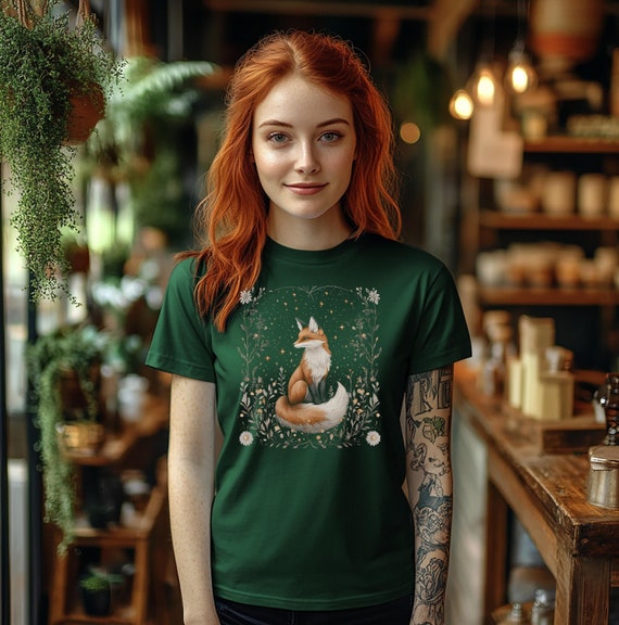Fuchs T-Shirt, Goblincore, Boho shirt, Geschenkidee Mama, T-Shirt Frauen, Shirt Mama, Cottagecore Shirt, Vintage Wald Shirt, Waldcore Tshirt