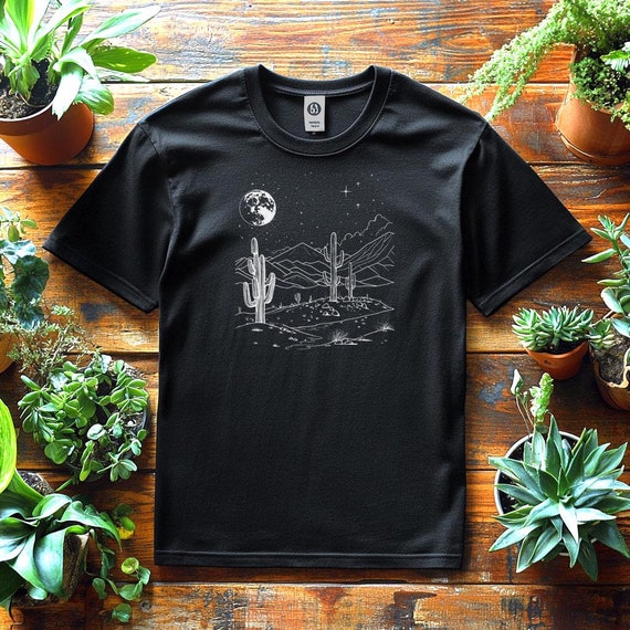 Kaktus in Der Wste - Herren Shirt, Sahara Grafik, Wandern Mann T Shirt,  Natur Design Shirt Wilder Westen Grafik Natur Landschaft Vintage - Etsy UK