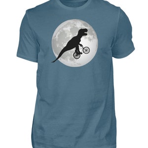 Dino with bicycle and moon T-shirt men's alternative graphic funny shirt man image 6