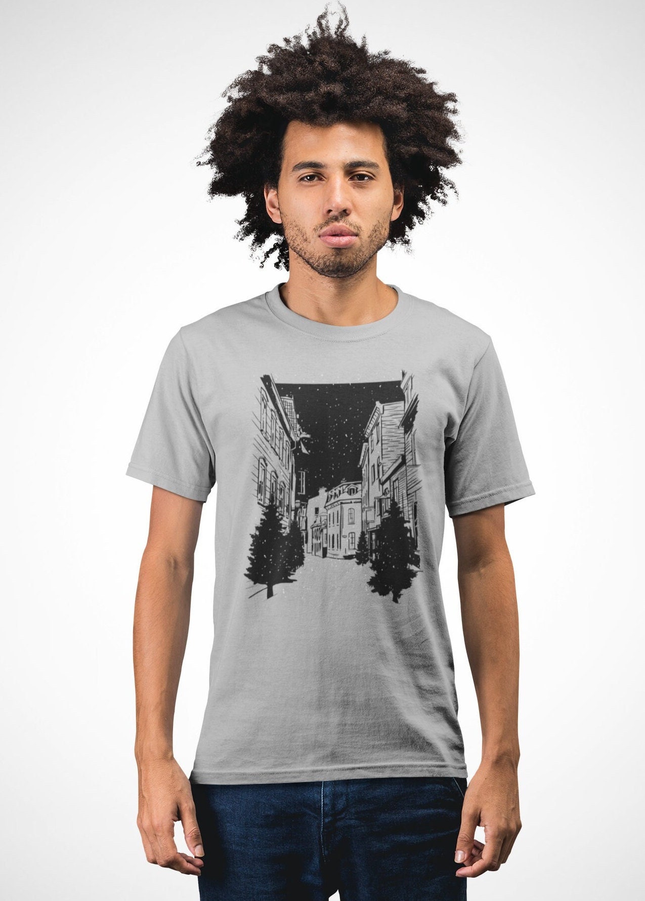 City Gift Men\'s - Minimalist T-shirt Tshirt Etsy Man Graphics Birthday Print Vintage Modern Street Shirt
