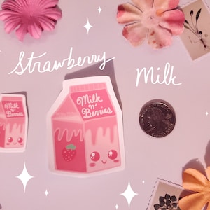 Kawaii Strawberry Milk Stickers