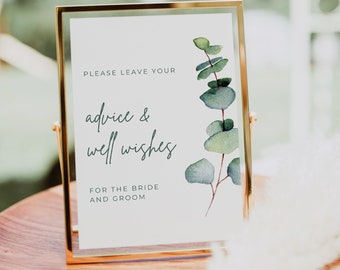 Eucalyptus Advice and Well Wishes Wedding Sign (PDF & PNG)