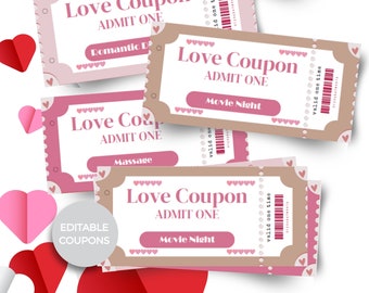Customizable Love Coupon Book | Anniversary, Valentine's Day Gift (Printable PDF)