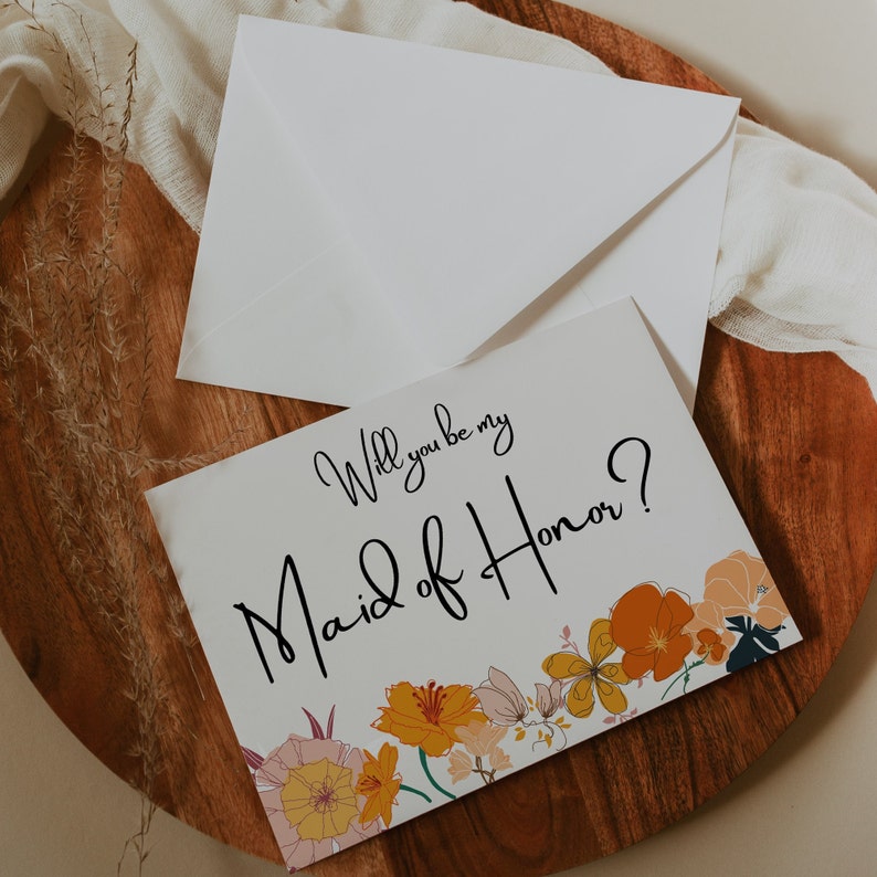 Maid of Honor Proposal Card Template Will You Be My Maid of Honor ...