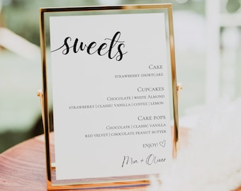Wedding Dessert Bar Menu Sign | Elegant, Editable Template (Instant Download)