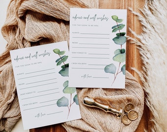 Eucalyptus Wedding Advice Cards Printable | Well Wishes (Digital Download)