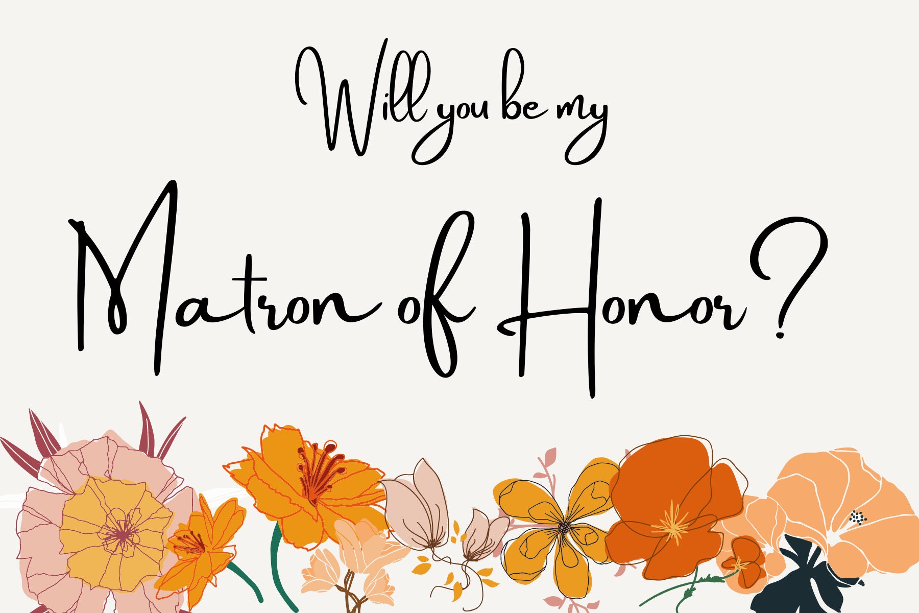 Matron of Honor Proposal Card Template Will You Be My Matron | Etsy