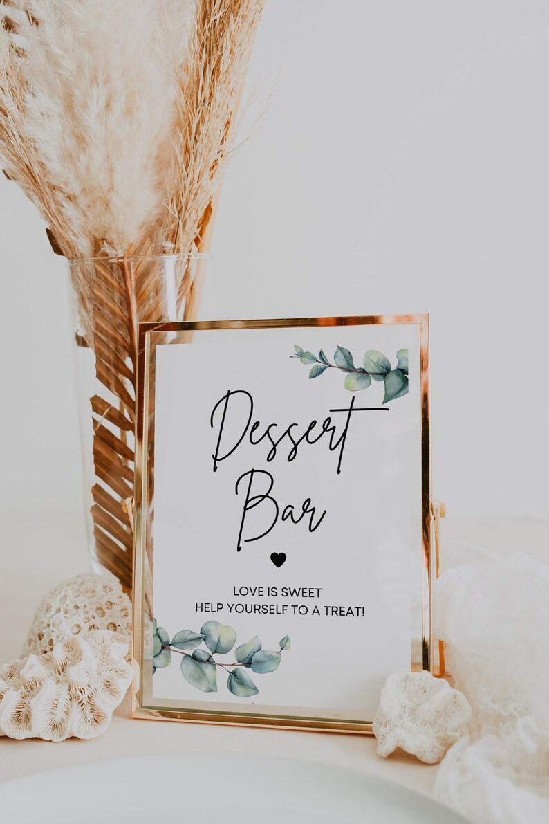 Eucalyptus Dessert Bar Sign Printable Sign Dessert Table Etsy