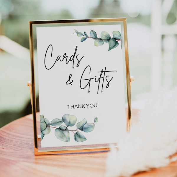 Eucalyptus Gift Table Sign | Cards and Gifts | Instant Download | Printable Wedding Signs | Baby Shower | Bridal Shower | Retirement Party