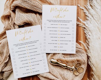 Would She Rather Bridal Shower Game | Editable Printable (Instant Download)