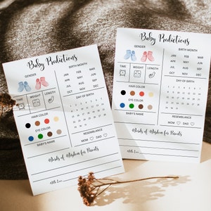 Baby voorspellingen kaart | Baby gissingen kaart | Babyshowerspel | Geslacht onthullen afdrukbaar | Direct downloaden | Voorspellingen & Advies | Deadline