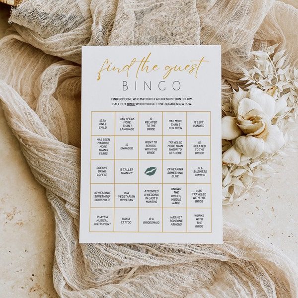 Find the Guest Bingo Printable | Editable Bingo | Bridal Bingo Sign Download | Printable Bridal Bingo | Bridal Bingo | Bridal Shower Bingo