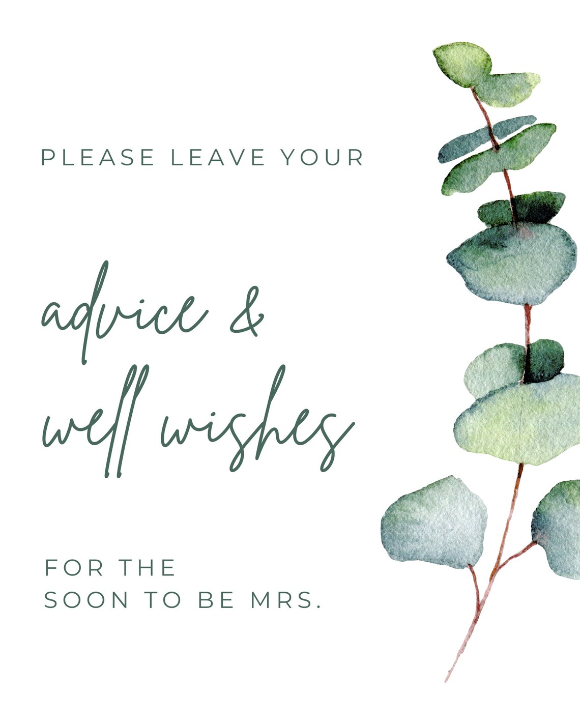 Advice and Wishes Wedding Sign Leave Well Wishes Advice and Wishes for ...