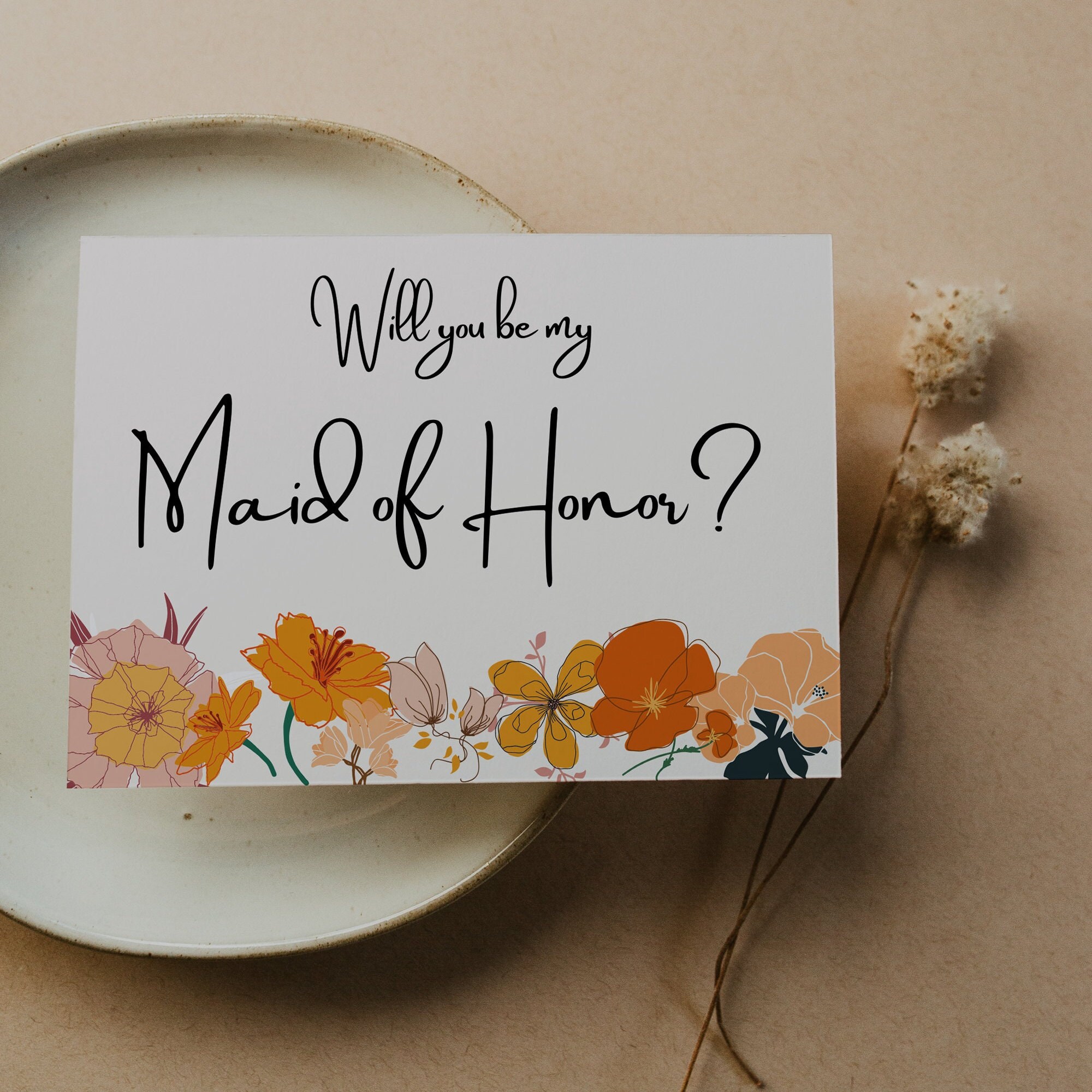 Maid of Honor Proposal Card Template Will You Be My Maid of Honor ...