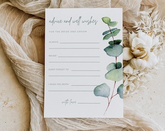 Wedding Advice Card Printable: Eucalyptus Design (4x6) (PDF)
