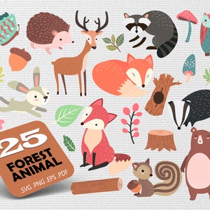 Forest animals svg,animals svg,Bear svg, Fox svg,hedgehog svg,Animals Clipart Bundle, cute animal clipart,woodland animals clipart,svg