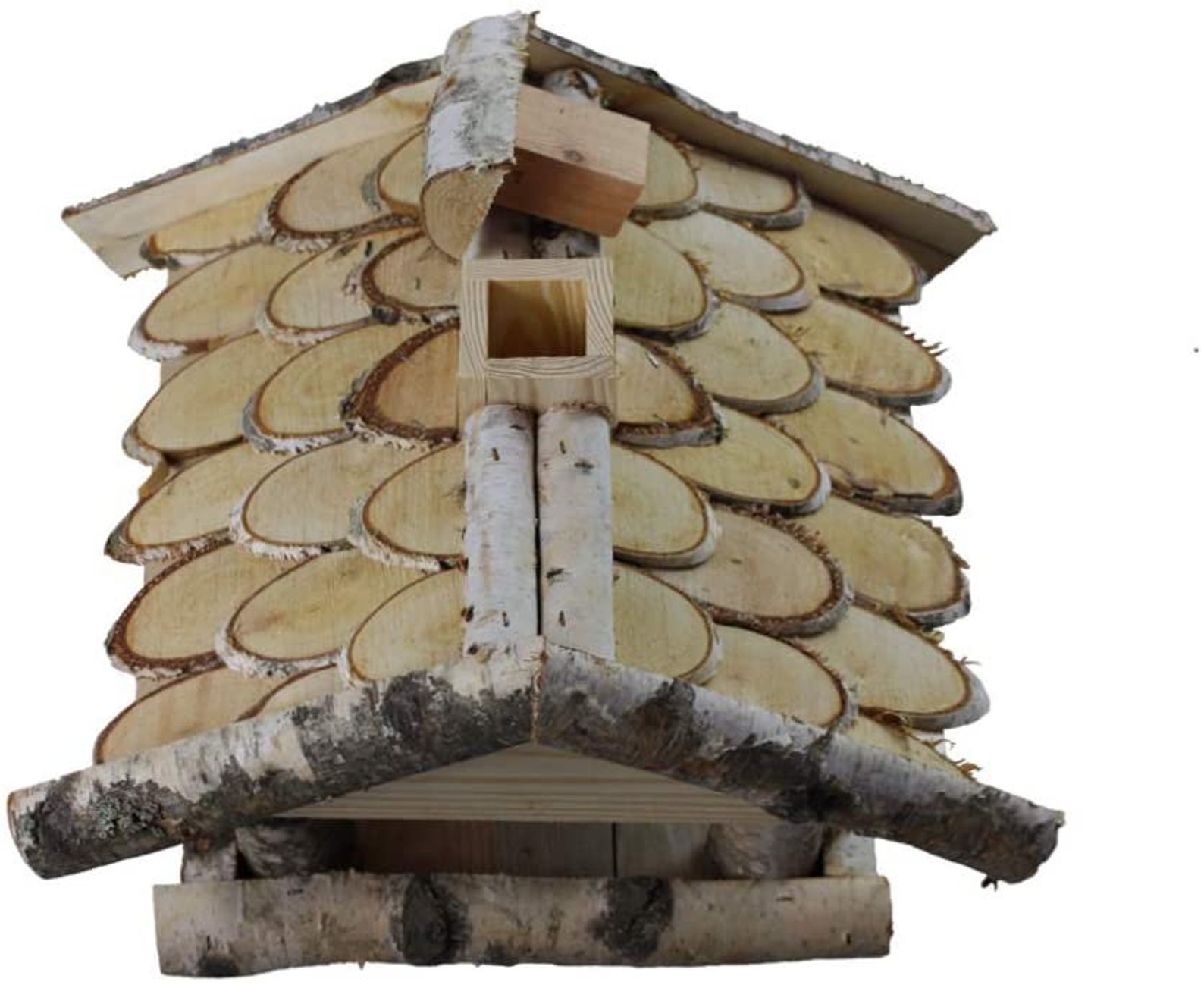 Vogelhaus aus Birkenholz. Dach mit Birkenscheiben bedeckt Etsy