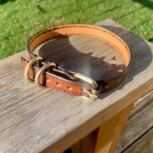 Custom hand stitched full grain leather dog collar