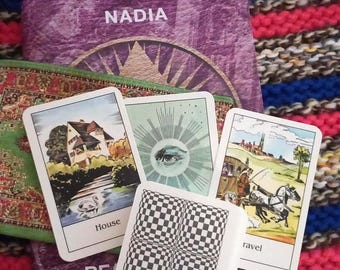Gypsy Oracle Cards Set with Guidebook and Knitted Pouch for Divination