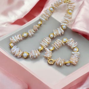Natural Biwa Pearl Necklace | 16-22mm pearls | Handmade Pearl Jewelry | Statement Necklace | Organic Shapes Vintage Choker Charm necklace .
