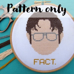 Fact. False. Dwight Schrute - Cross Stitch Pattern. The Office (US). Modern Funny Counted Cross Stitch.