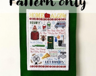 Home Alone - Cross Stitch Pattern. Kevin McCallister and The Wet Bandits. Modern Funny Counted Christmas Cross Stitch.