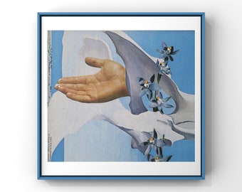 print of handcut collage * surreal art, vintage art, retro style, wall art, giclee print, women, body, flowers, surreal